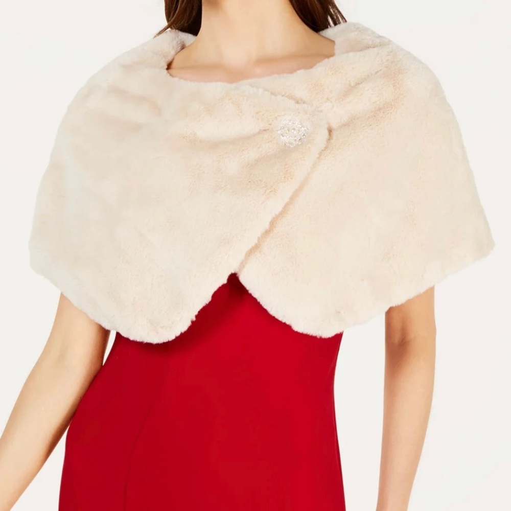 TAHARI ASL Faux-Fur Shrug Jacket